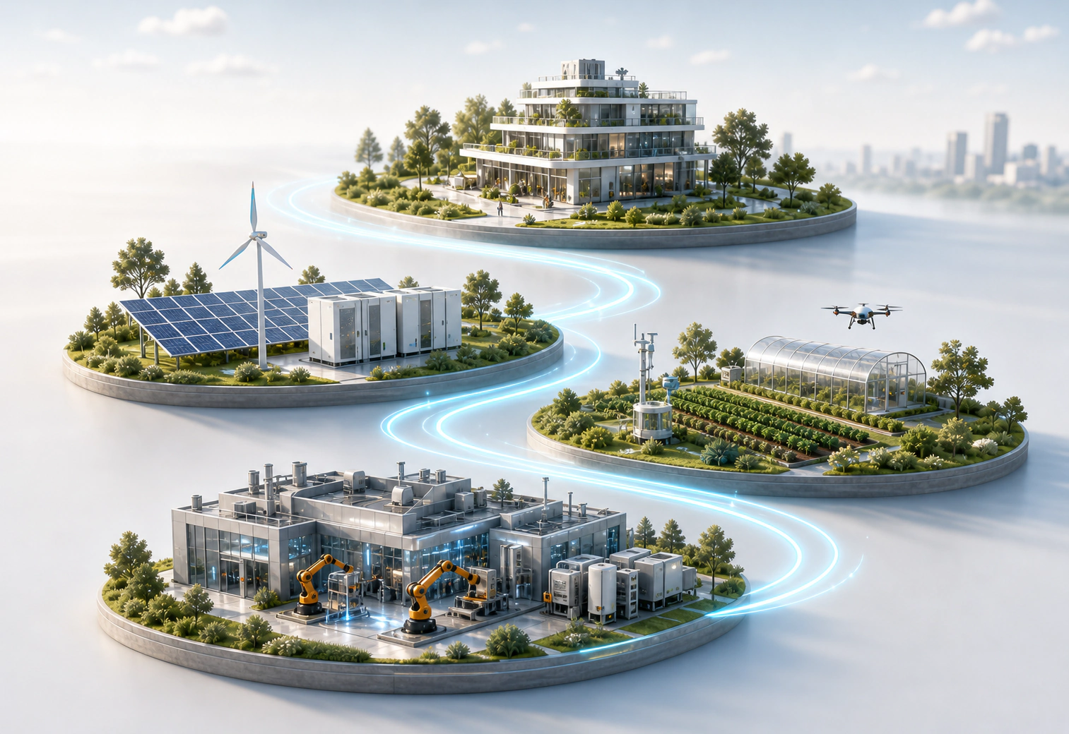 Buildings, energy, agriculture and industry securely connected through the cloud